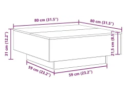 Mesa de Café Roble negro 80 x 80 x 31 cm Madera contrachapada