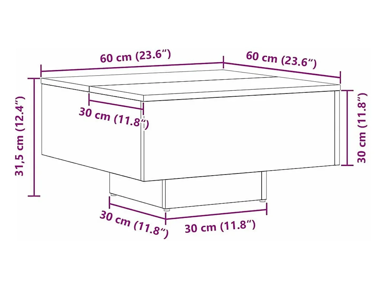 Mesa de Café Roble negro 60 x 60 x 31.5 cm Madera contrachapada