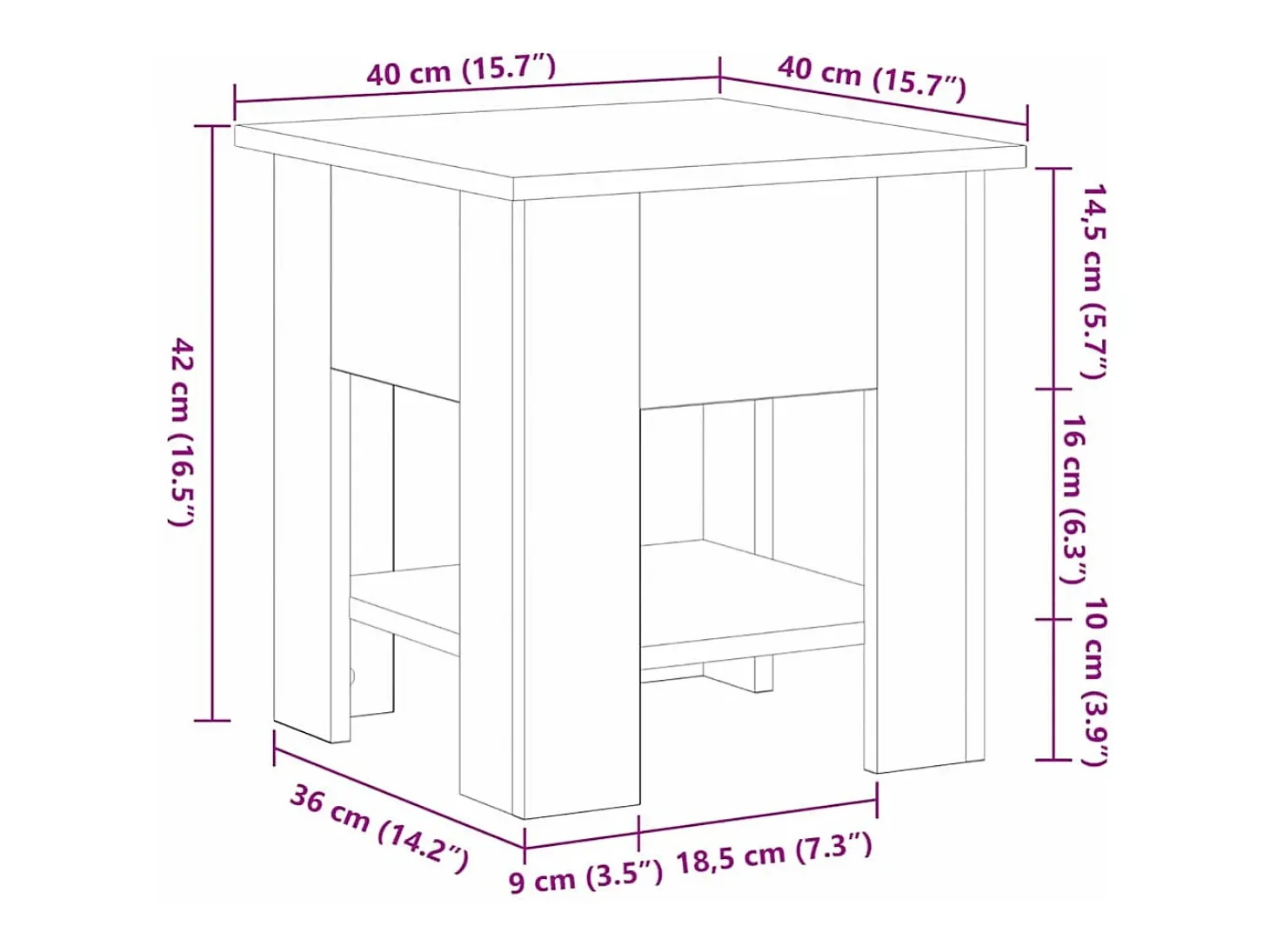 Mesa de Café Roble negro 40 x 40 x 42 cm Madera contrachapada
