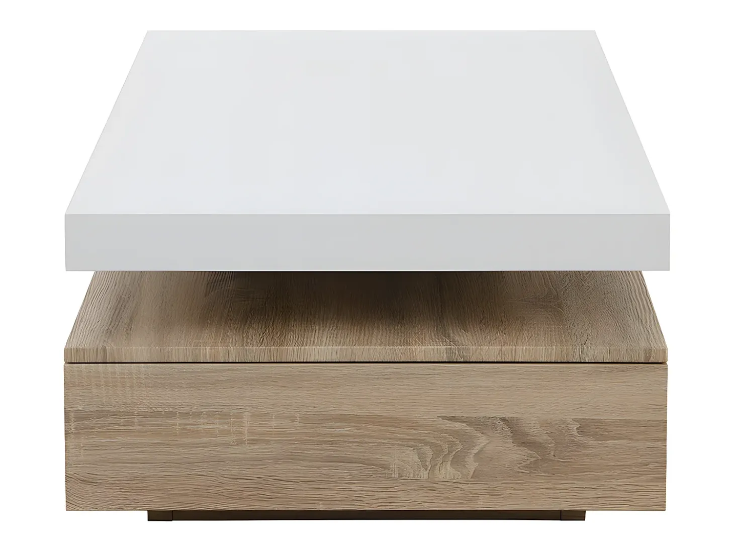 Mesa de centro - 2 cajones - MDF - Color: roble y blanco lacado. FELIX