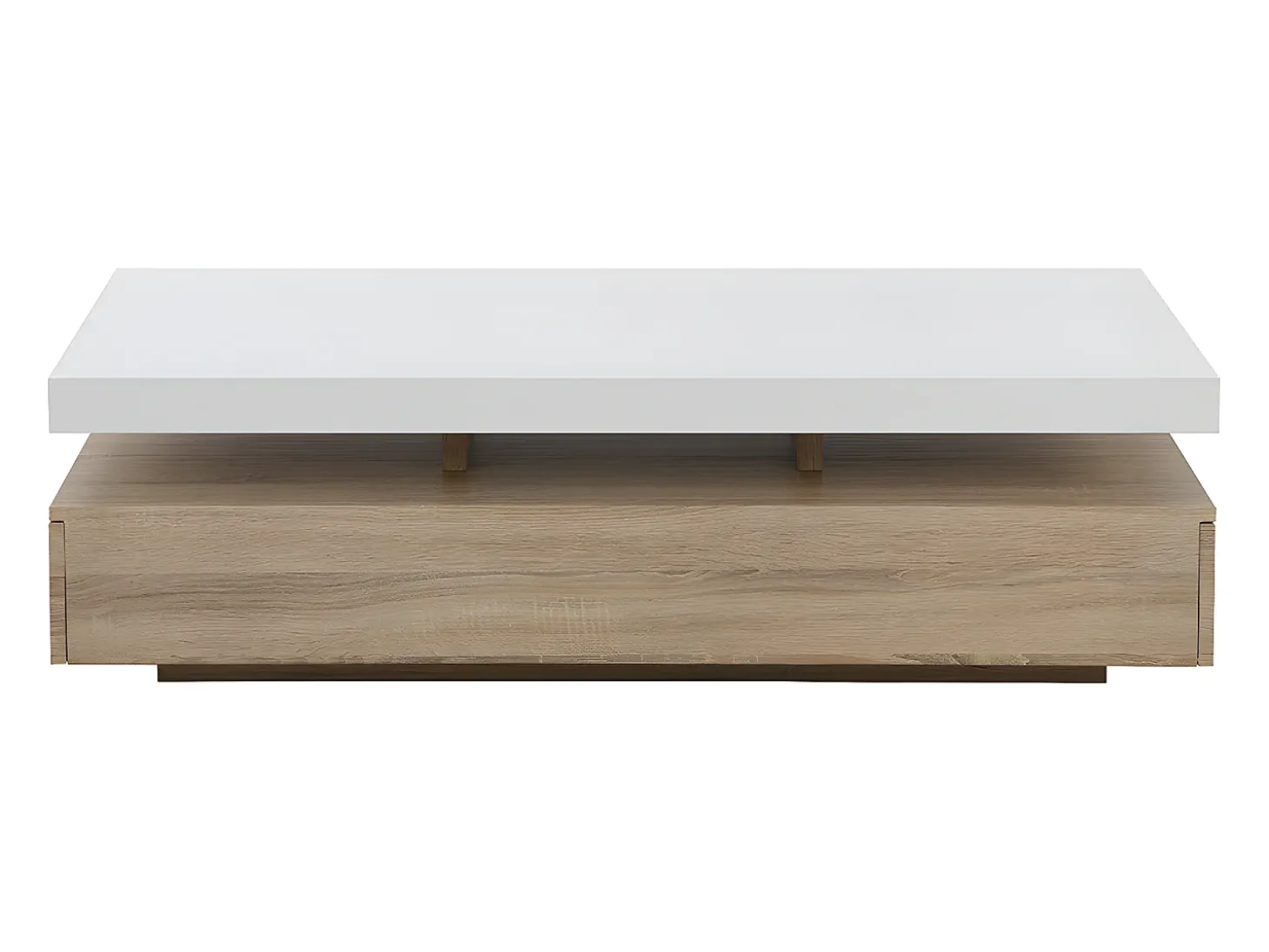 Mesa de centro - 2 cajones - MDF - Color: roble y blanco lacado. FELIX