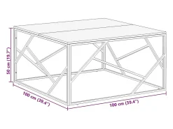 Mesa de centro acero inoxidable y madera reciclada plateado