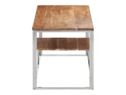 Mesa de centro acero inoxidable y madera maciza acacia plateado