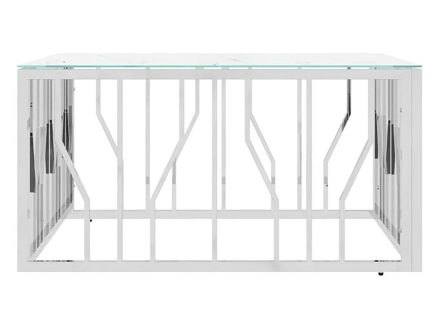 Mesa de centro acero inoxidable y vidrio plateado 80x80x40 cm