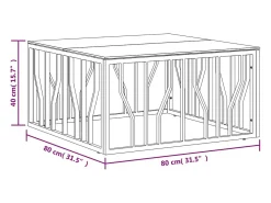 Mesa de centro acero inoxidable y vidrio plateado 80x80x40 cm