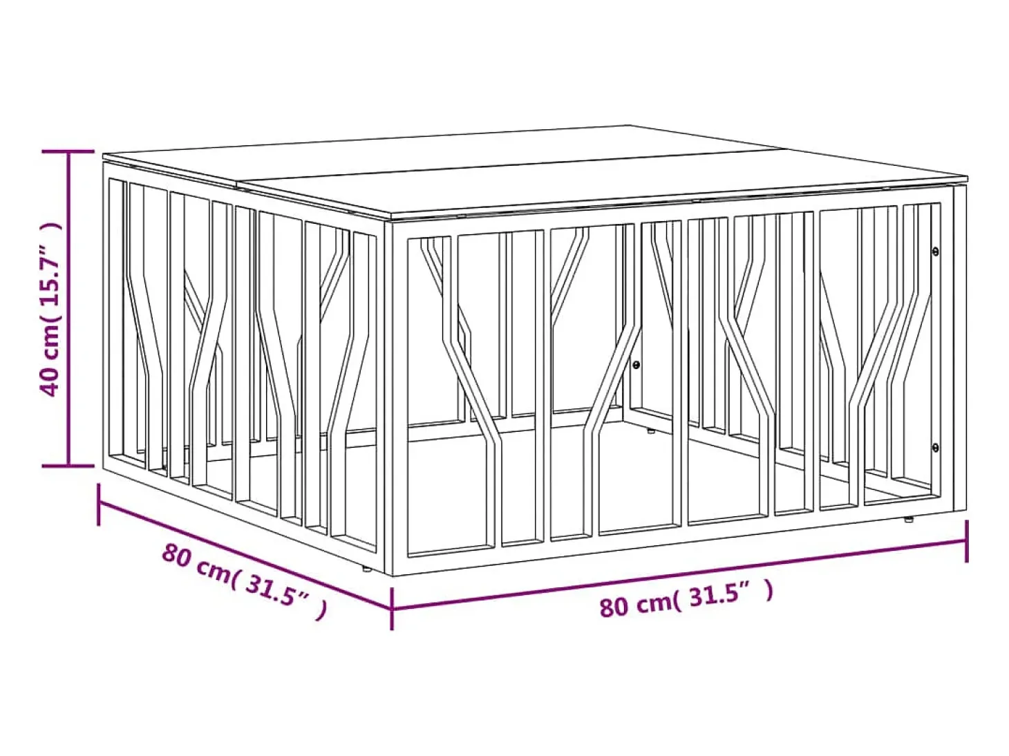 Mesa de centro acero inoxidable y vidrio plateado 80x80x40 cm