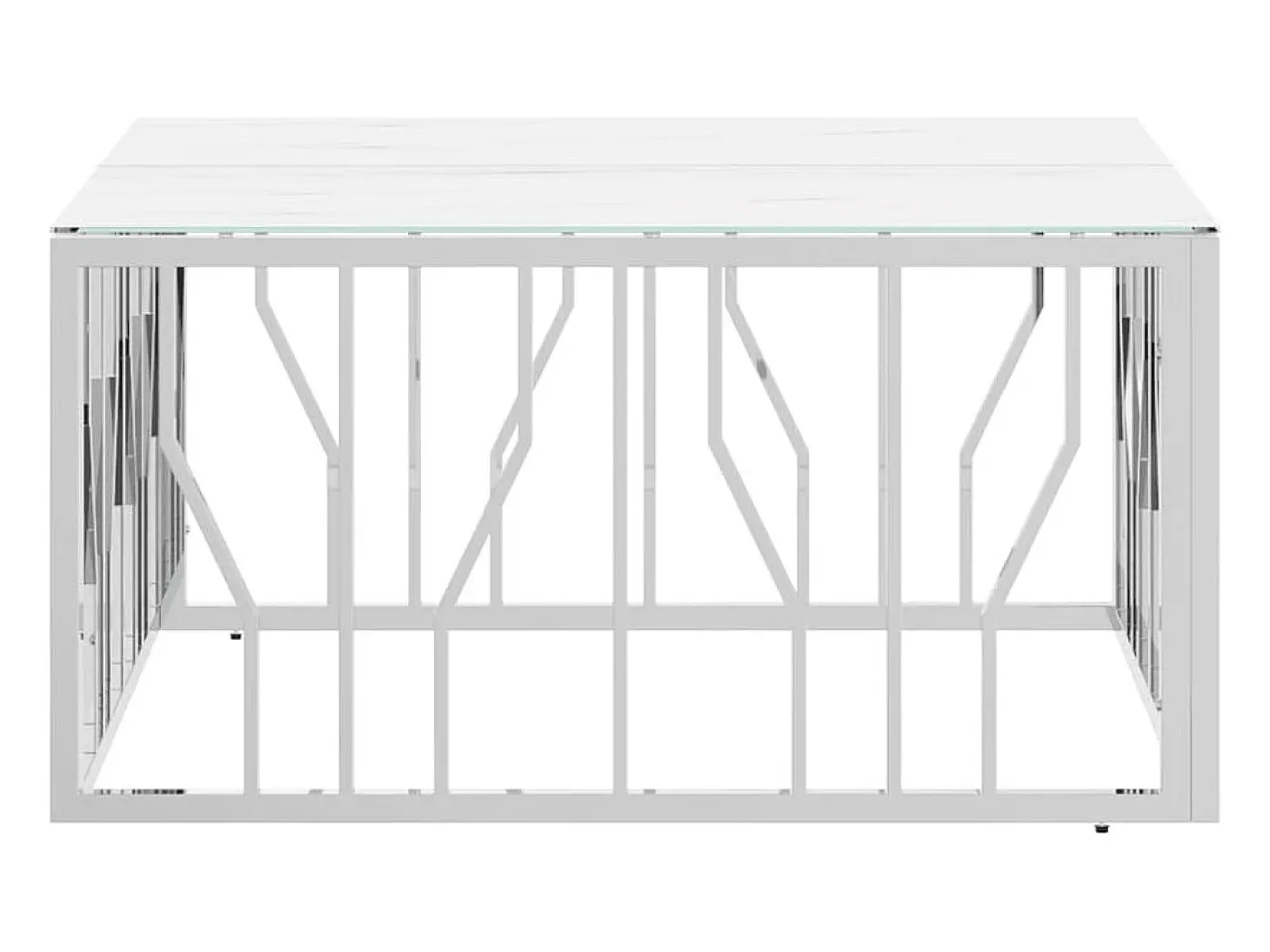 Mesa de centro acero inoxidable y vidrio plateado 80x80x40 cm