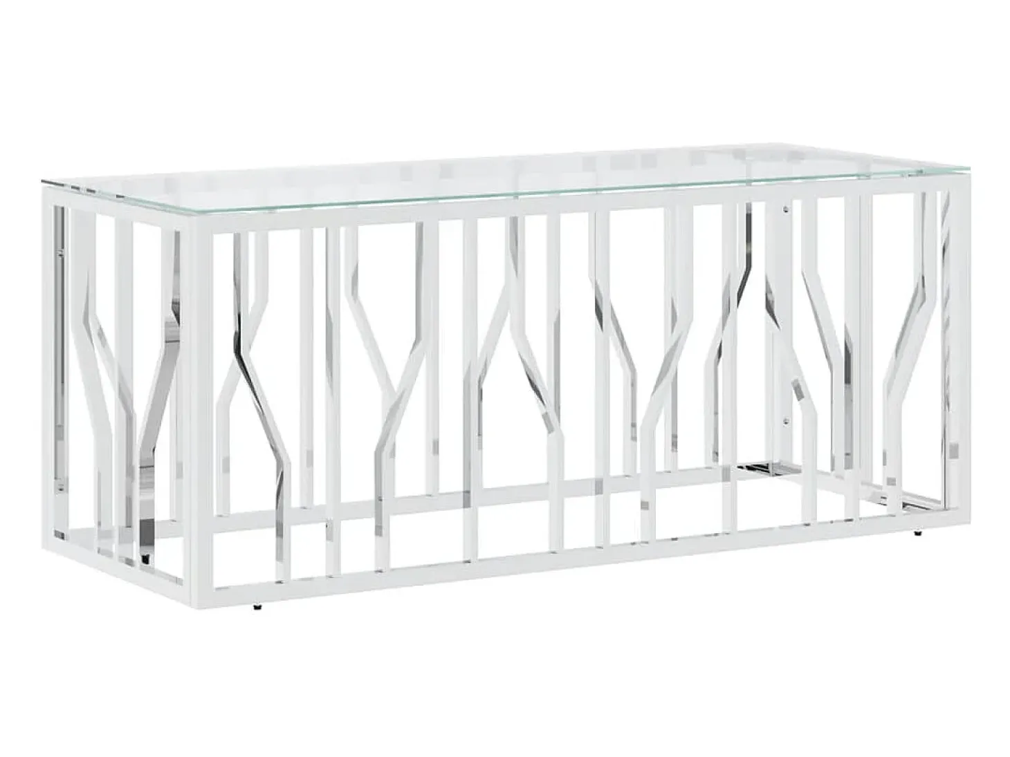 Mesa de centro acero inoxidable y vidrio 110x45x45 cm