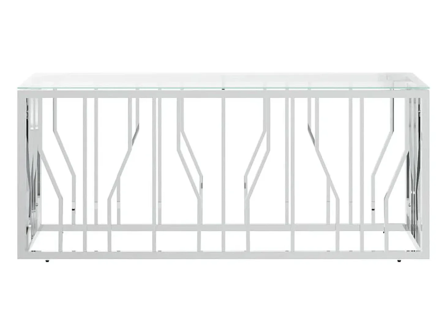 Mesa de centro acero inoxidable y vidrio 110x45x45 cm