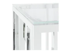 Mesa de centro acero inoxidable y vidrio 110x45x45 cm