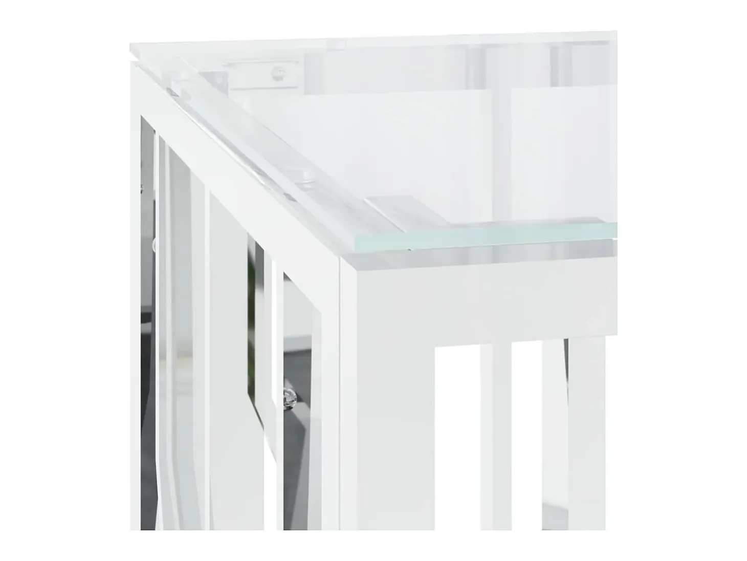 Mesa de centro acero inoxidable y vidrio 110x45x45 cm