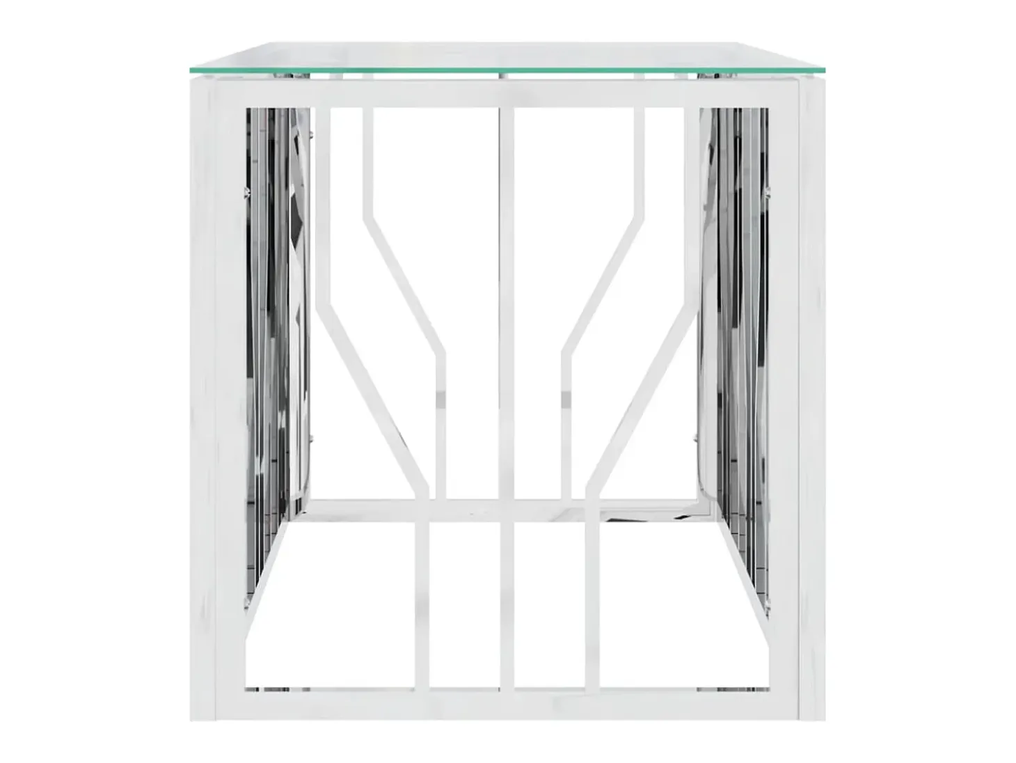 Mesa de centro acero inoxidable y vidrio 110x45x45 cm