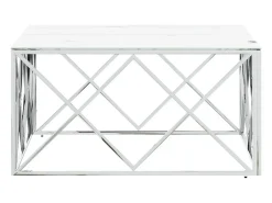 Mesa de centro acero inoxidable y vidrio plateado 80x80x40 cm