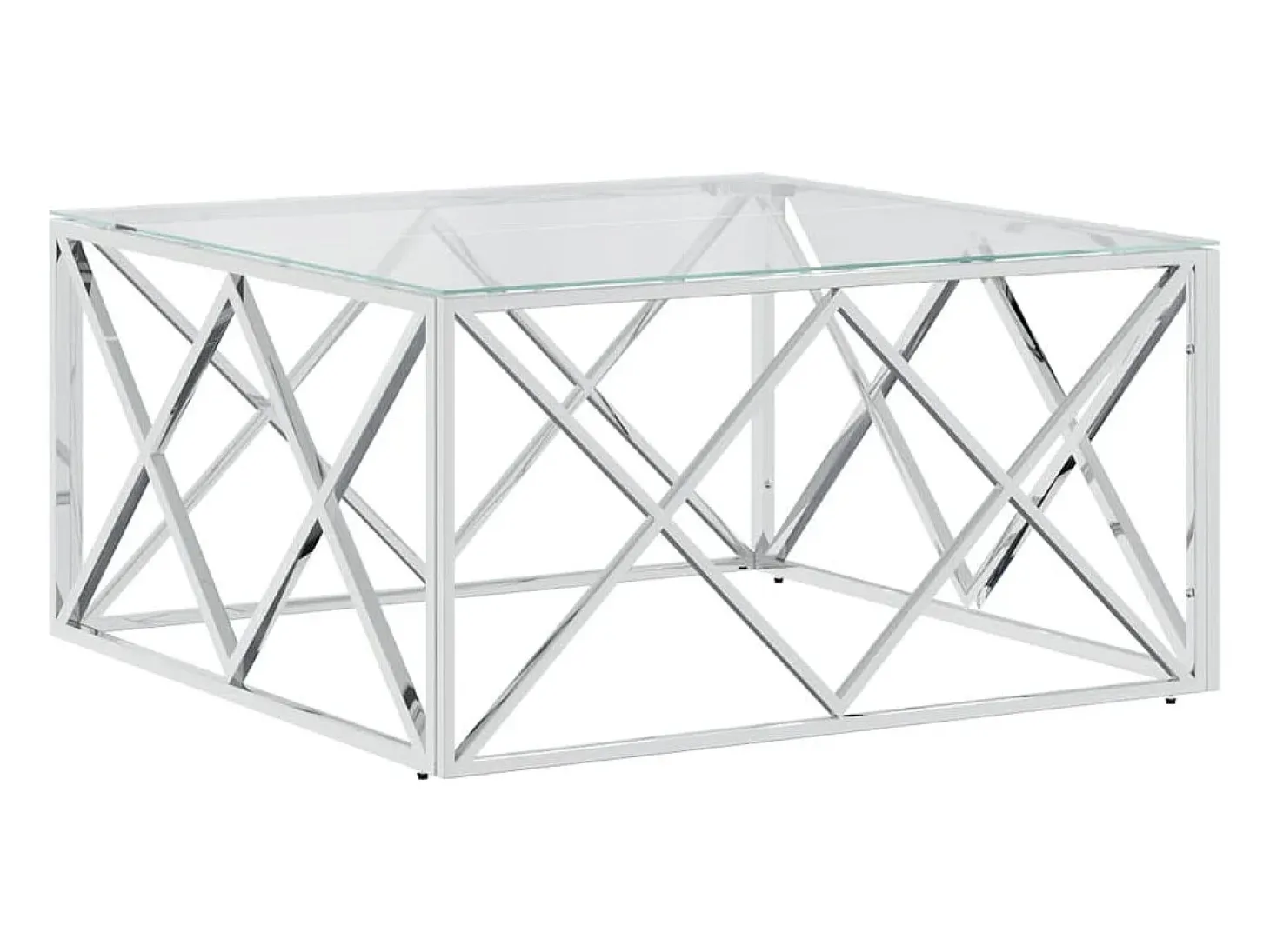 Mesa de centro acero inoxidable y vidrio 80x80x40 cm