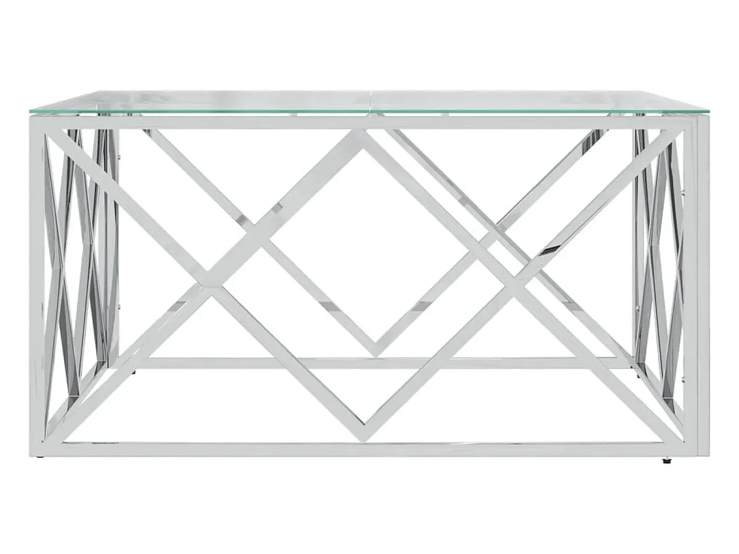 Mesa de centro acero inoxidable y vidrio 80x80x40 cm