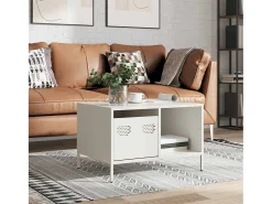 Mesa de centro acero laminado en frío blanco 68,5x50x43,5 cm