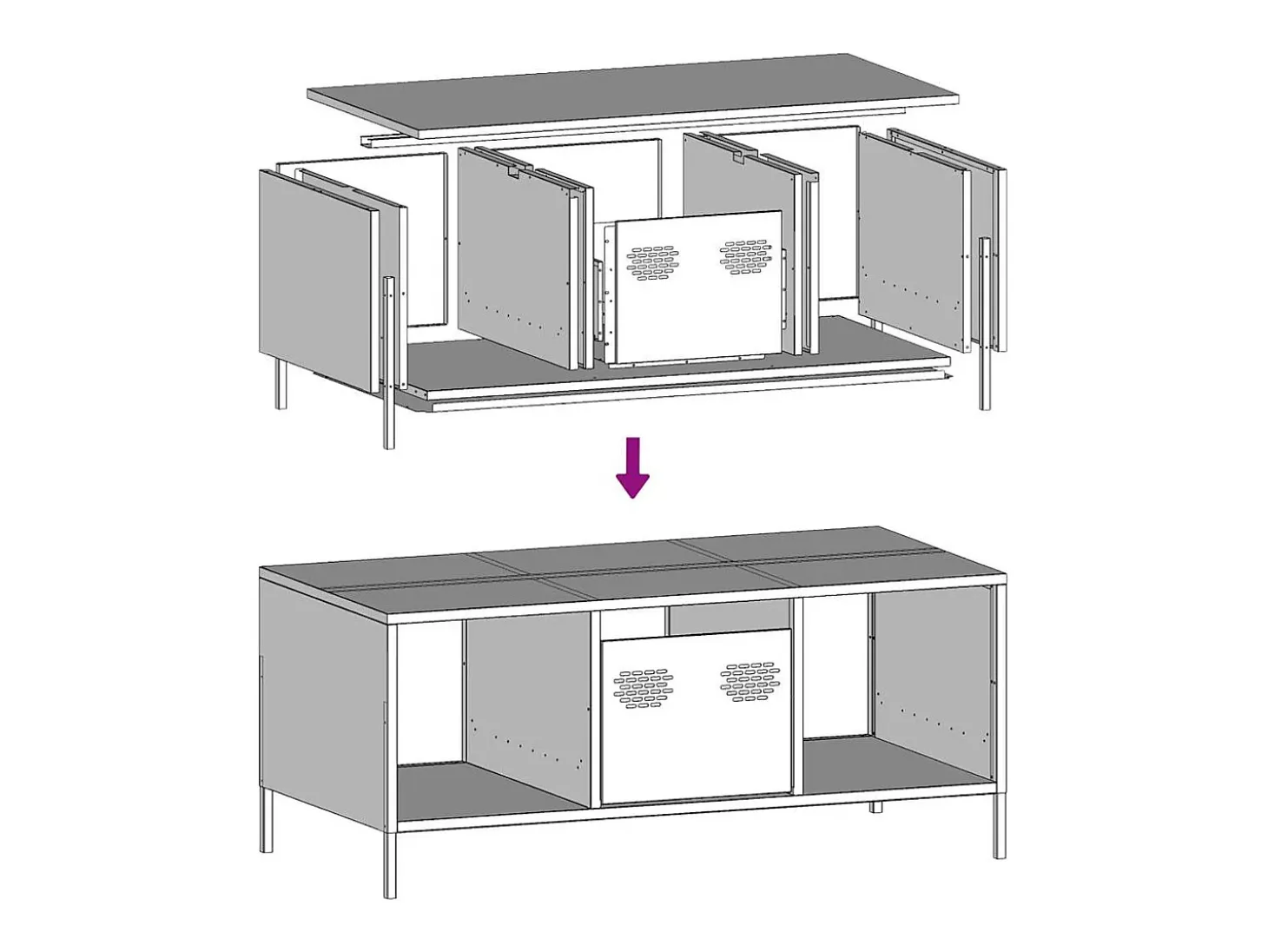 Mesa de centro acero laminado en frío rosa 101,5x50x43,5 cm