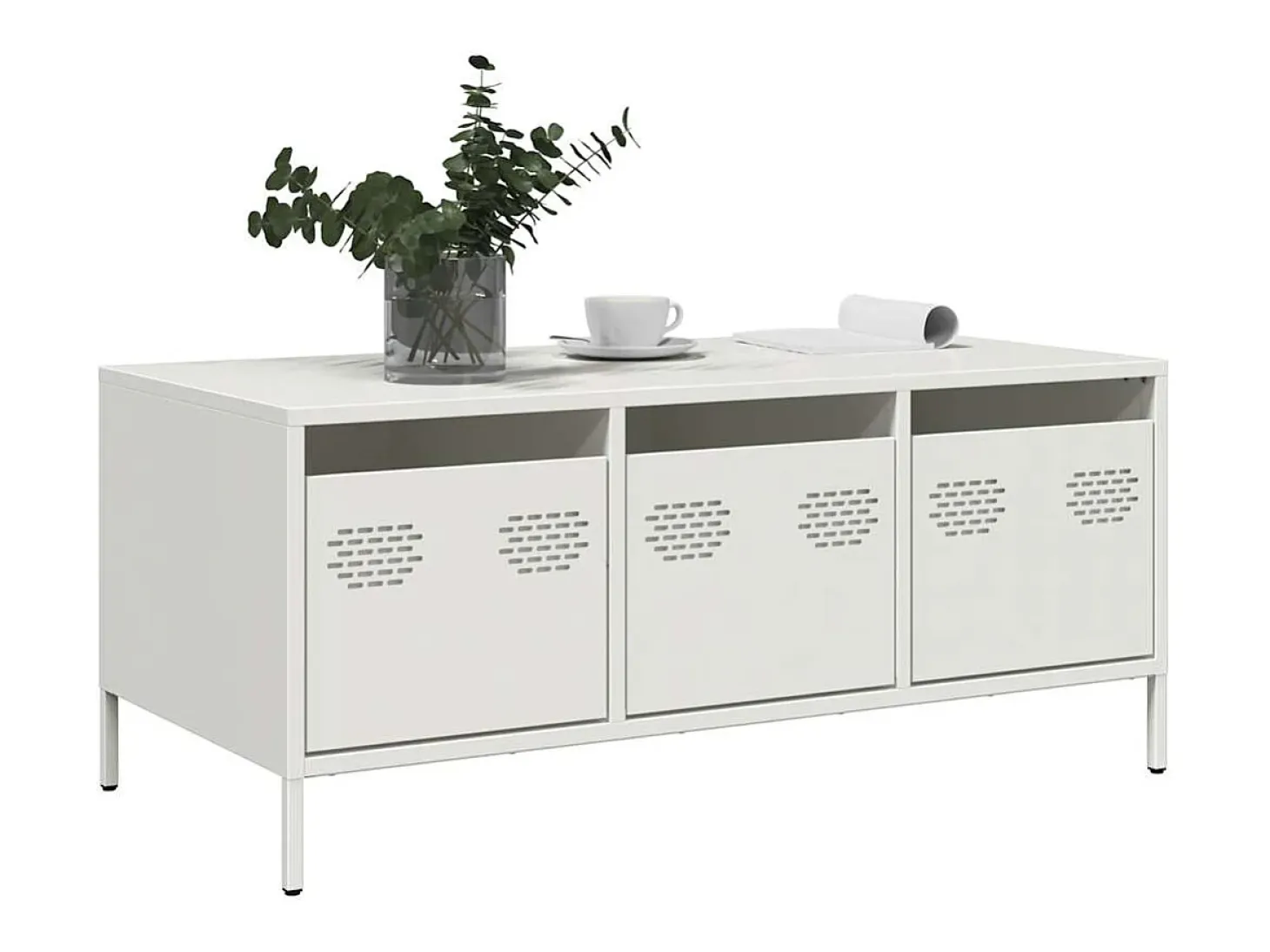 Mesa de centro acero laminado en frío blanco 101,5x50x43,5 cm