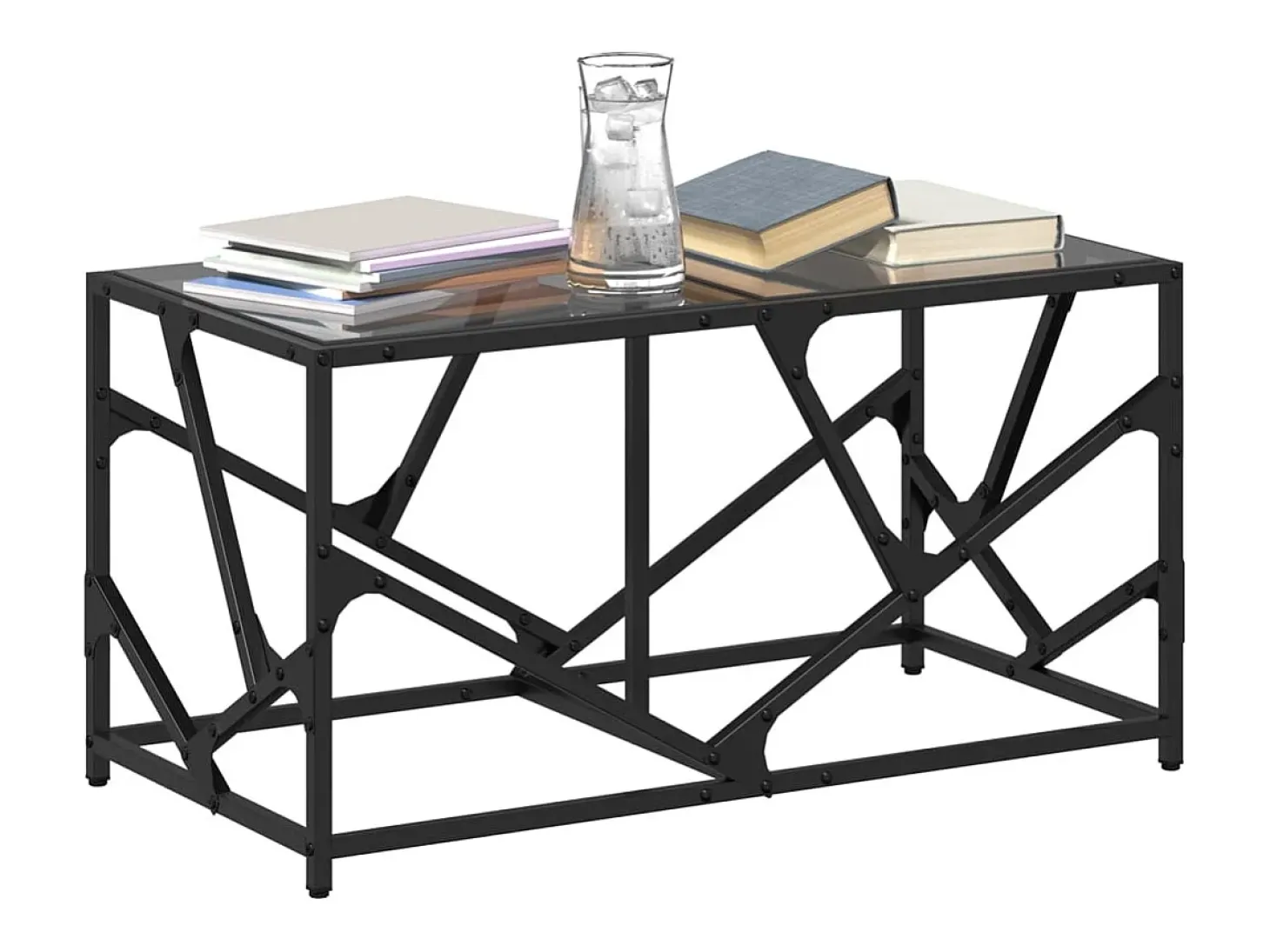 Mesa de centro acero superficie de vidrio negra 78,5x40x41cm