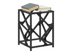 Mesa de centro acero superficie vidrio transparente 30x30x41 cm