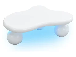 Mesa de centro blanca - Mesa de centro con luces LED y patas redondas blancas - diseño en forma de nube - para sala de estar y habitación infantil