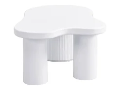 Mesa de centro blanca con puerta, diseño asimétrico, MDF