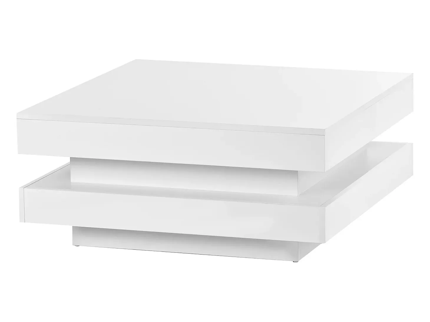 Mesa de centro blanca, cuadrada con iluminación LED, diseño moderno - para salón y oficina