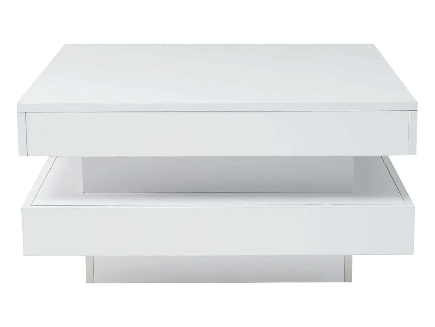 Mesa de centro blanca, cuadrada con iluminación LED, diseño moderno - para salón y oficina