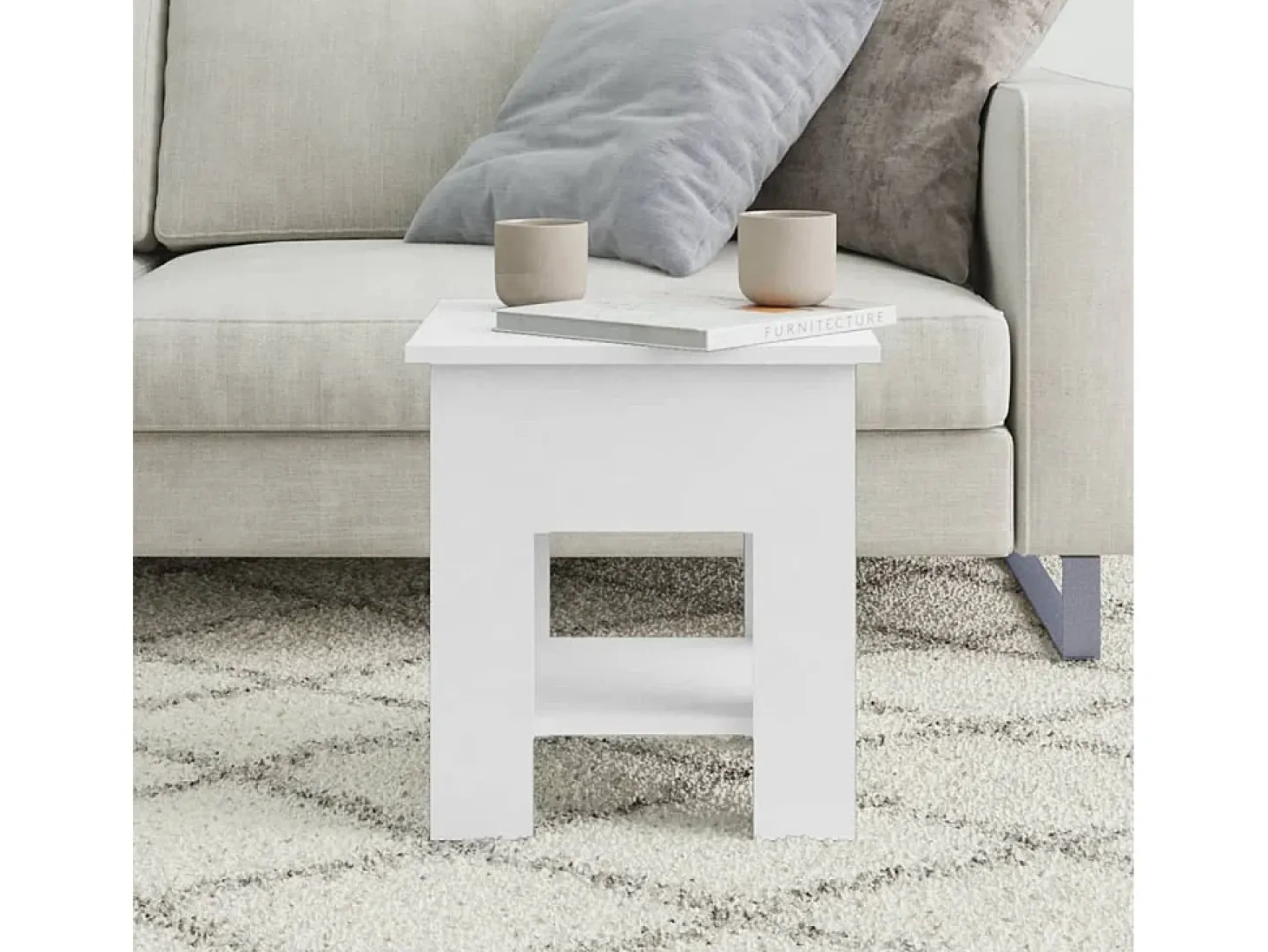 Mesa de centro blanco madera contrachapada 40x40x42 cm ES41218