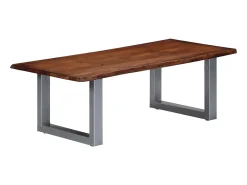 Mesa de centro borde natural madera maciza acacia 115x60x40 cm