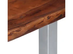 Mesa de centro borde natural madera maciza acacia 115x60x40 cm