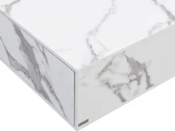 Mesa de centro con 2 cajones en MDF - Efecto mármol blanco - ANTRIM by Pascal Morabito