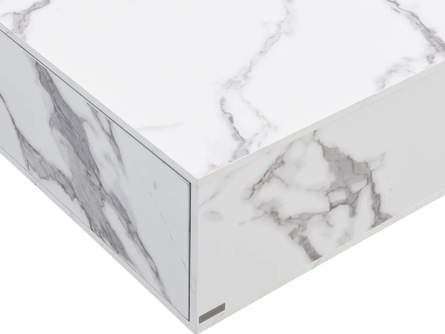 Mesa de centro con 2 cajones en MDF - Efecto mármol blanco - ANTRIM by Pascal Morabito
