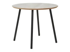 Mesa de centro con aspecto travertino y patas negras, Ø 55 x 45 cm