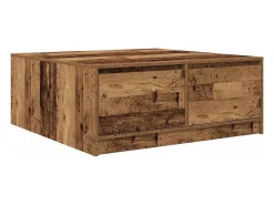 Mesa de centro con cajones madera vieja 100x100x40 cm