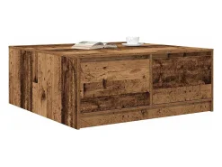 Mesa de centro con cajones madera vieja 100x100x40 cm