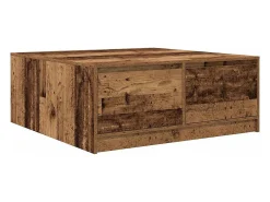 Mesa de centro con cajones madera vieja 100x100x40 cm