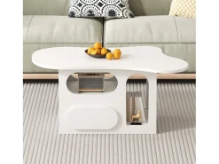 Mesa de centro con cajones - 97 x 45 x 43,5 cm - en forma de nube con espacio de almacenamiento - aglomerado - blanco