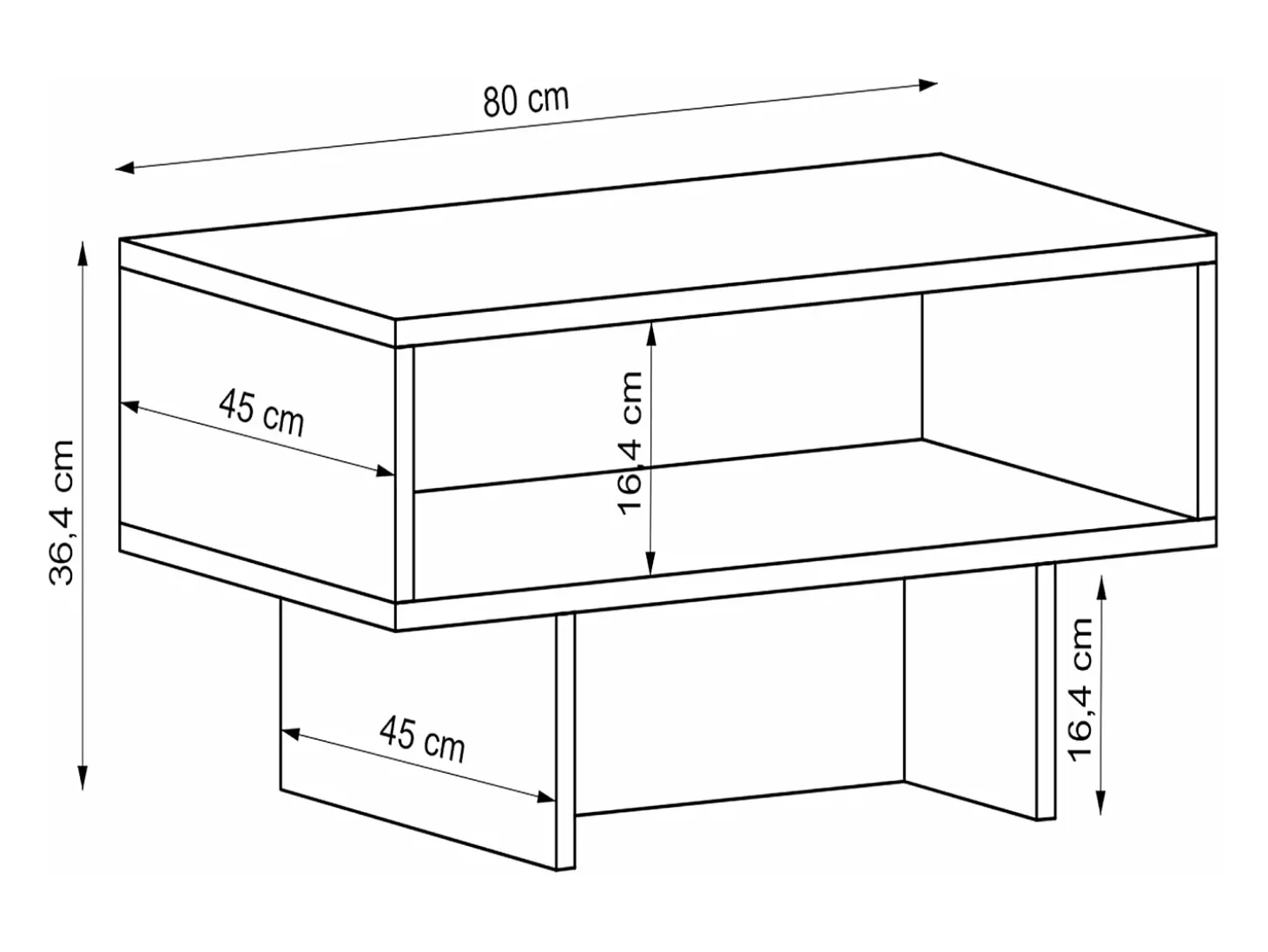 Mesa de centro con espacio de almacenamiento 36,4 x 80 x 45 cm blanco/antracita 03_0008468