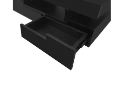 Mesa de centro con iluminación LED y 4 cajones - Acabado brillo - Madera PB negra