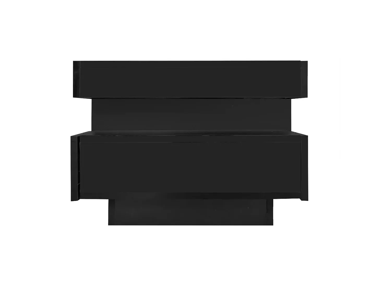 Mesa de centro con iluminación LED y 4 cajones - Acabado brillo - Madera PB negra