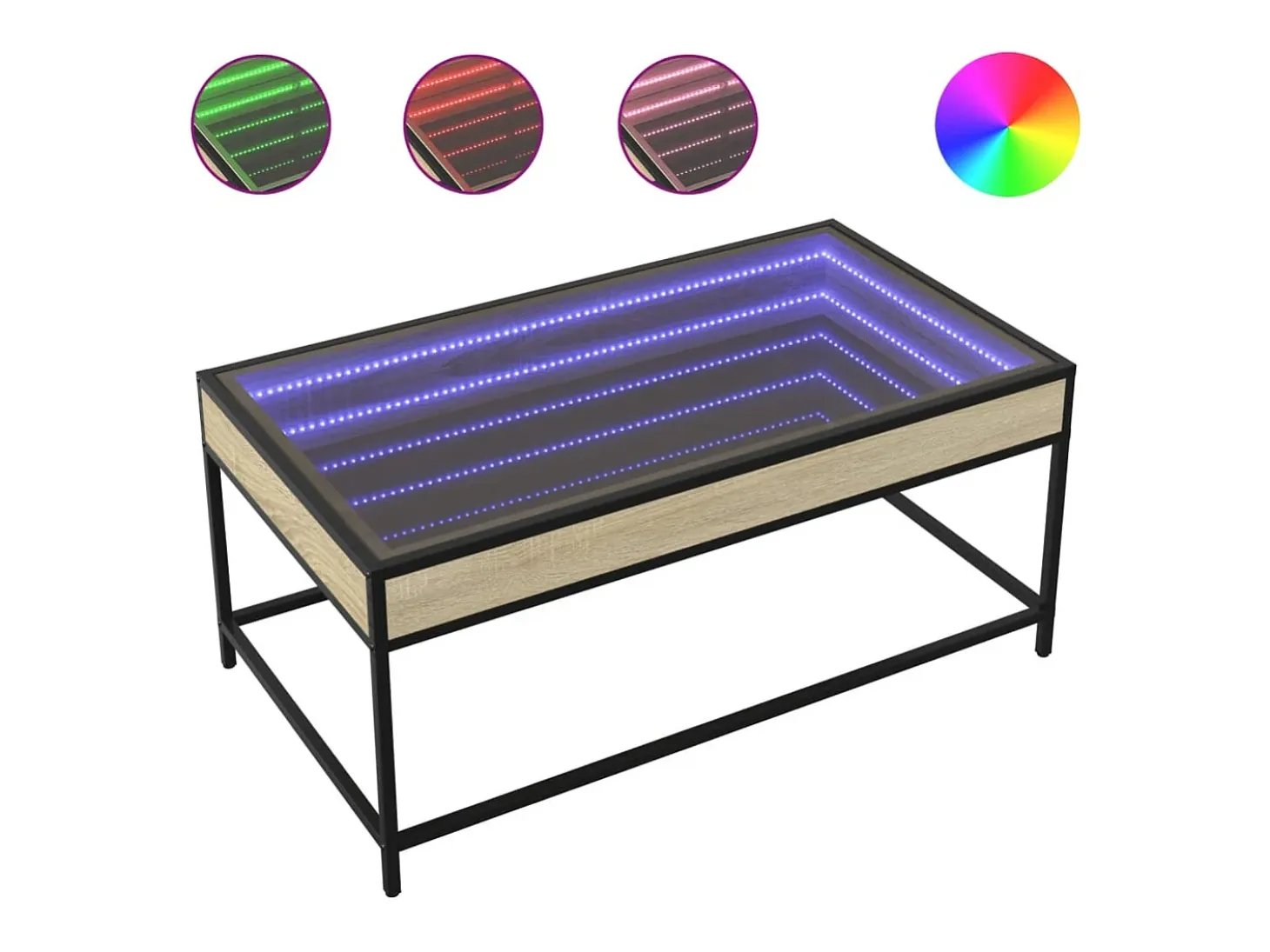 Mesa de centro con Infinity LED roble Sonoma 90x50x41 cm