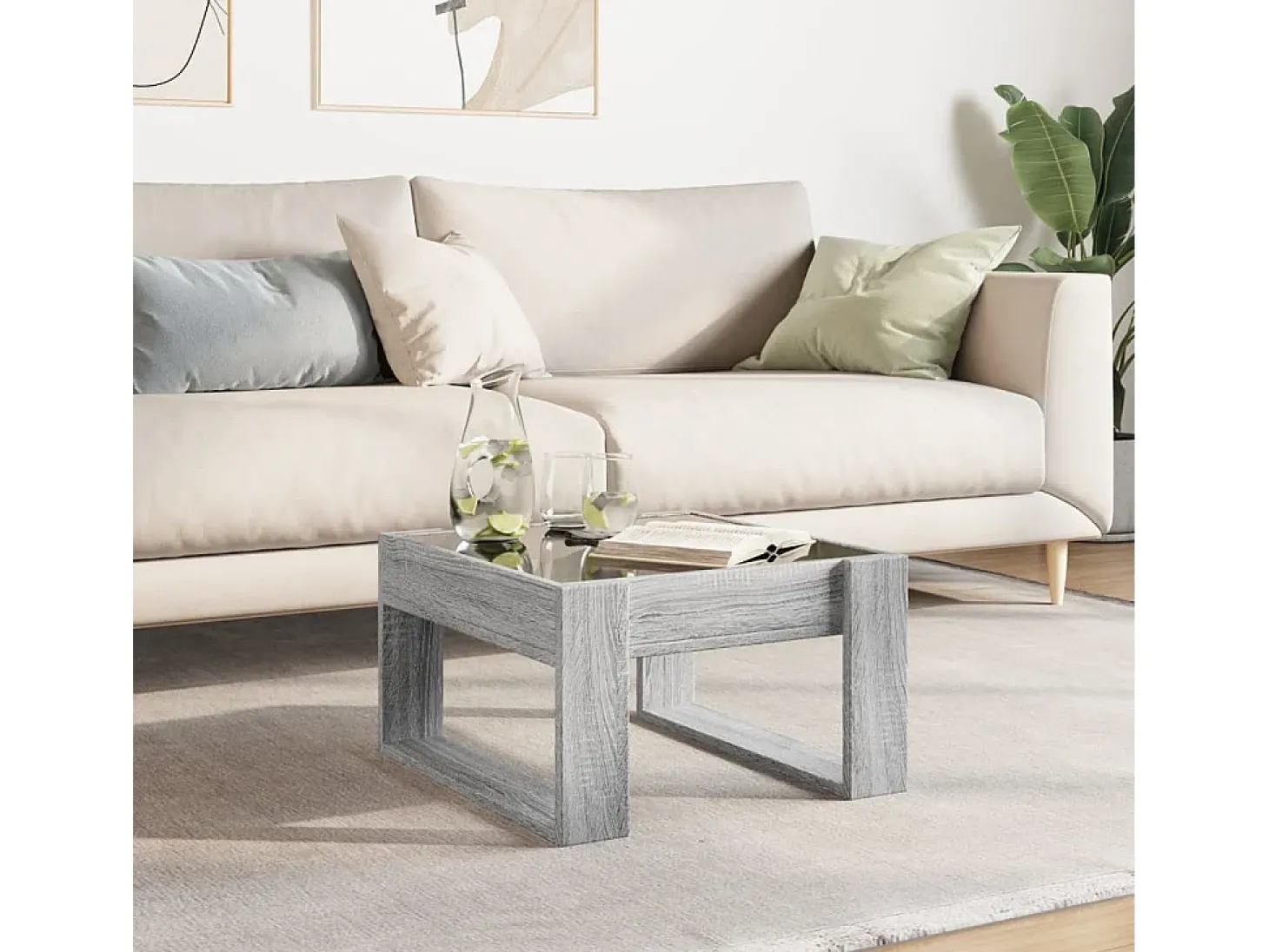 Mesa de centro con Infinity LED gris Sonoma 50x53x30 cm
