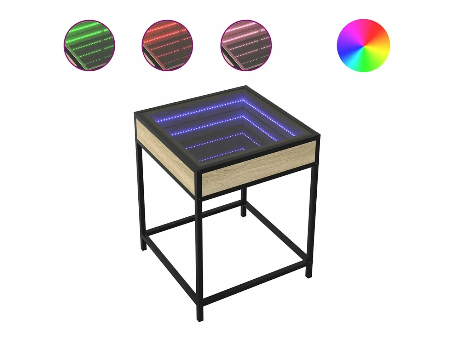 Mesa de centro con Infinity LED roble Sonoma 40x40x51 cm