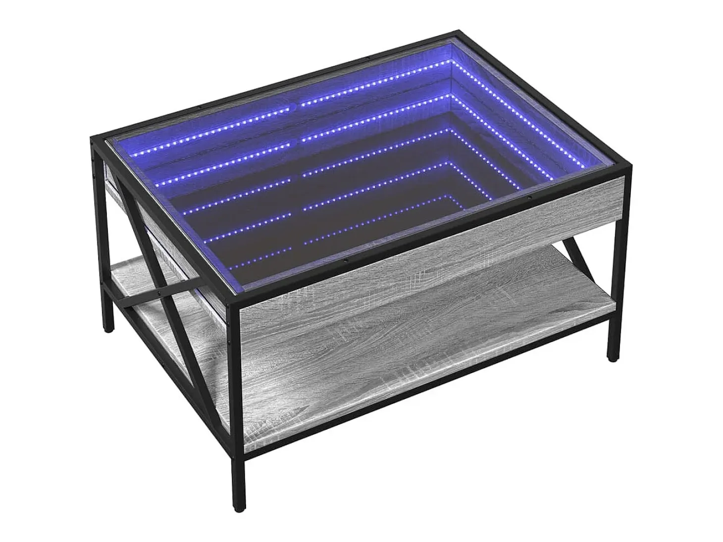 Mesa de centro con Infinity LED gris Sonoma 70x50x38 cm