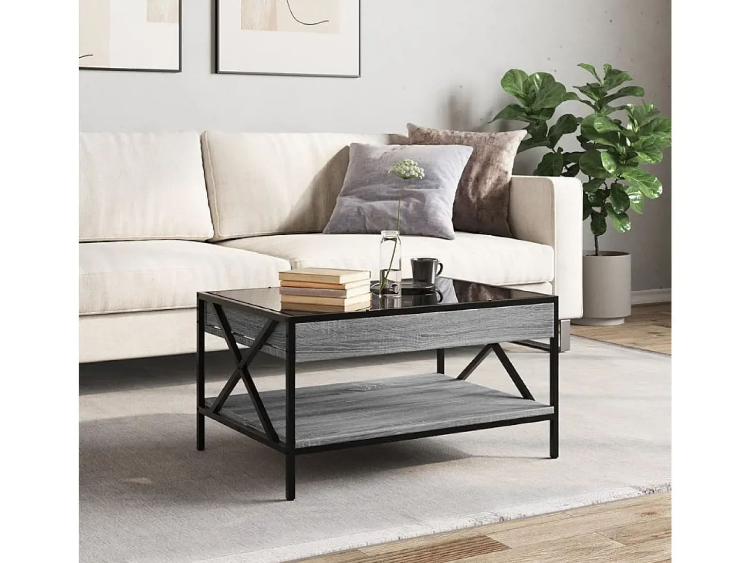 Mesa de centro con Infinity LED gris Sonoma 70x50x38 cm