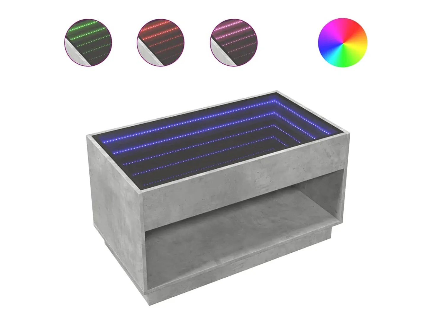 Mesa de centro con Infinity LED gris hormigón 90x50x50 cm
