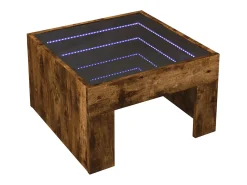 Mesa de centro con Infinity LED roble ahumado 50x50x30 cm