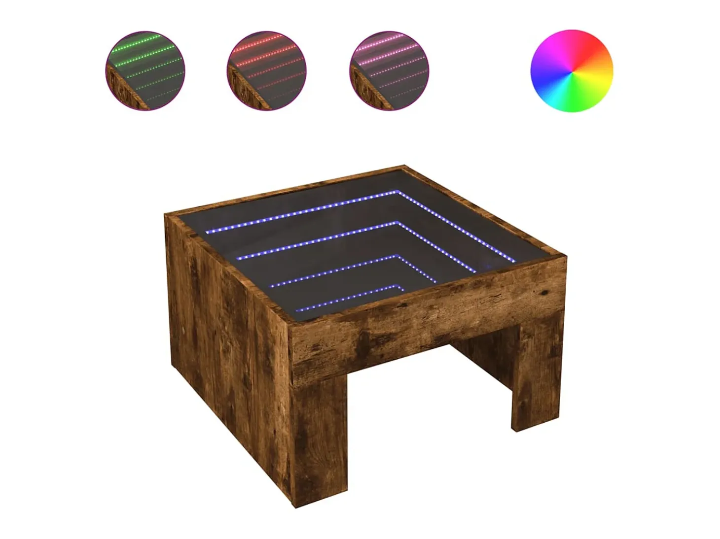 Mesa de centro con Infinity LED roble ahumado 50x50x30 cm