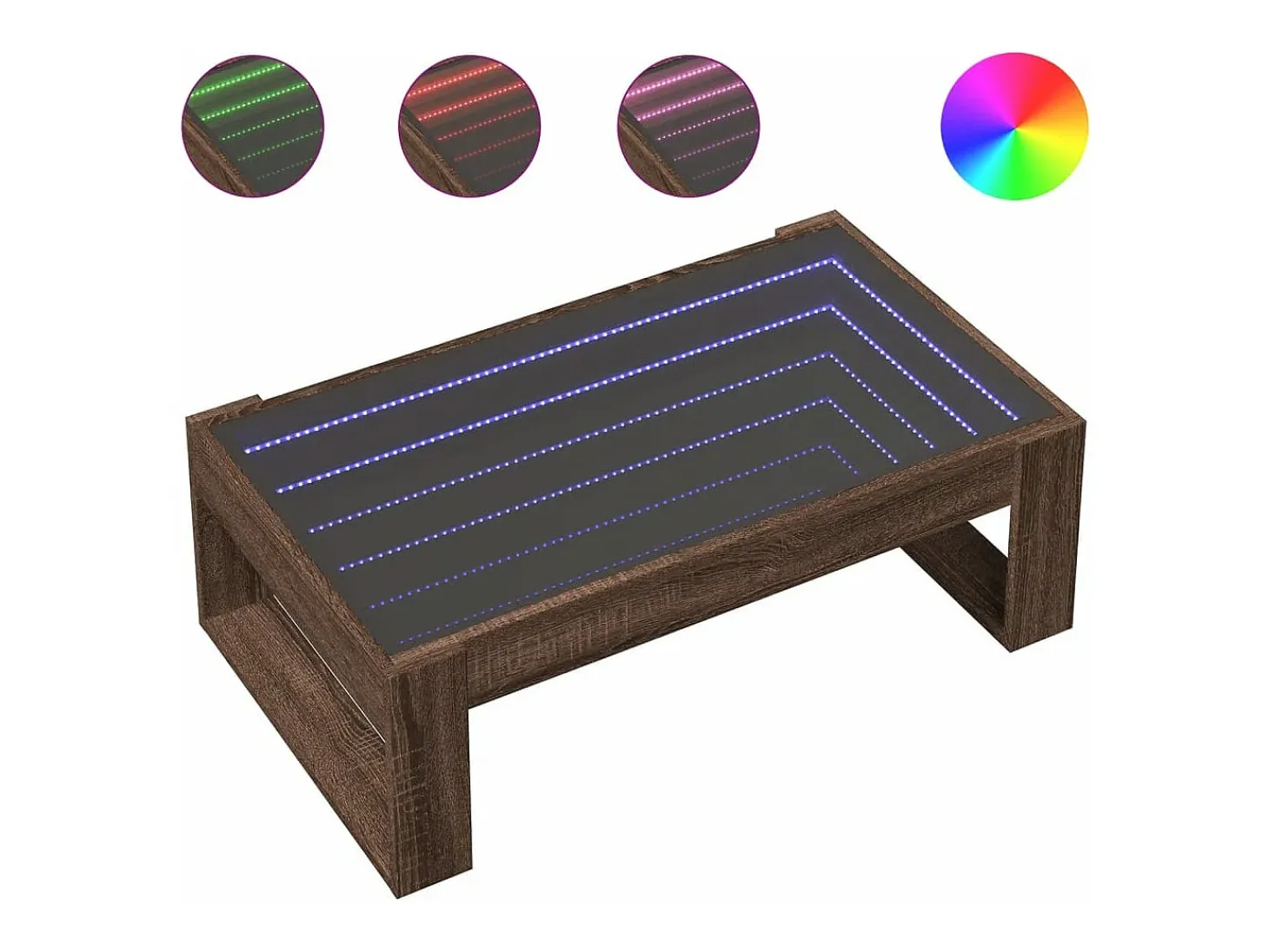 Mesa de centro con Infinity LED marrón roble 90x53x30 cm